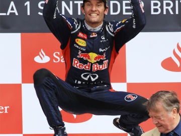 Mark Webber celebra su victoria