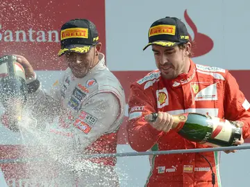 Hamilton y Alonso en el podio Hamilton y Alonso en el podio