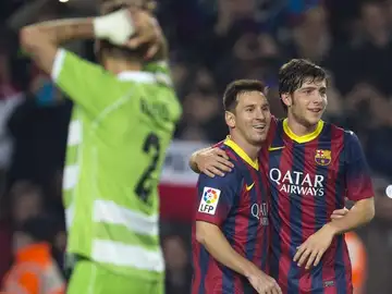 Messi celebra uno de sus goles ante el Getafe Messi celebra uno de sus goles ante el Getafe