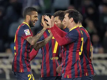 Messi celebra su gol Messi celebra su gol