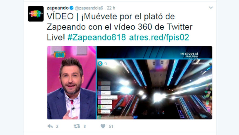 Buen estrenó ayer de “Twitter live 360º” en Zapeando