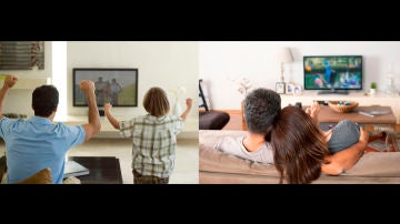 Distintos espectadores viendo la televisión