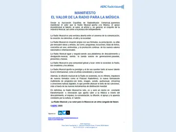 Manifiesto El valor de la Radio para la Música Manifiesto El valor de la Radio para la Música