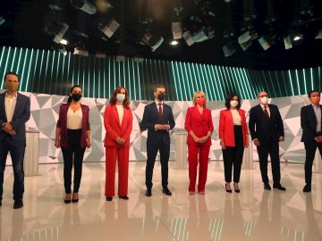 Los candidatos a la presidencia de la Comunidad de Madrid minutos previos al debate