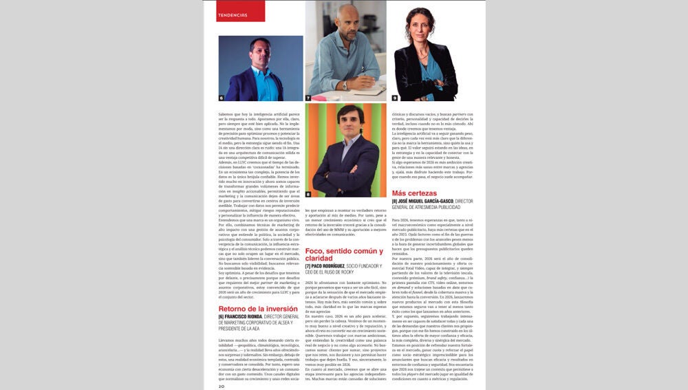 José Miguel García-Gasco, director general de Atresmedia Publicidad, en Revista Anuncios